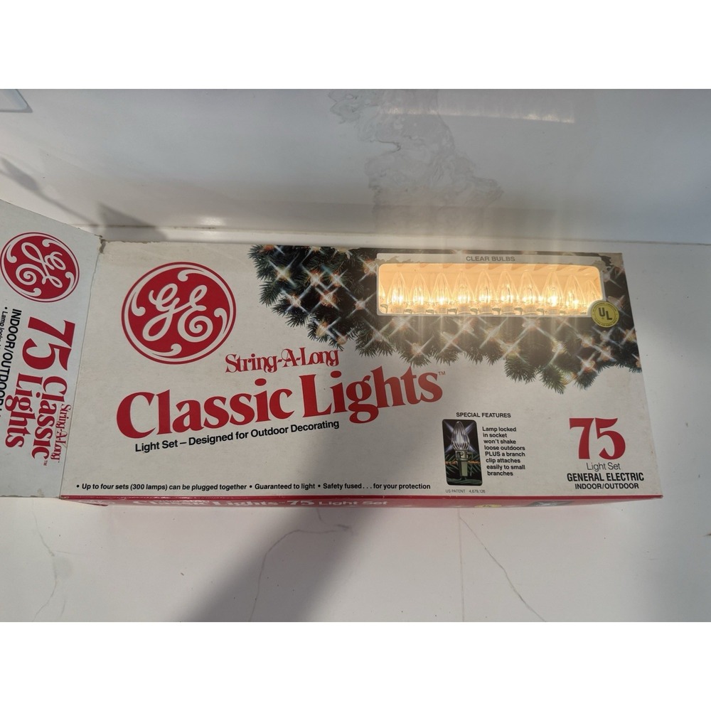 GE String-A-Long Classic Lights 75-Clear Bulb Set Indoor/Outdoor Use Tested